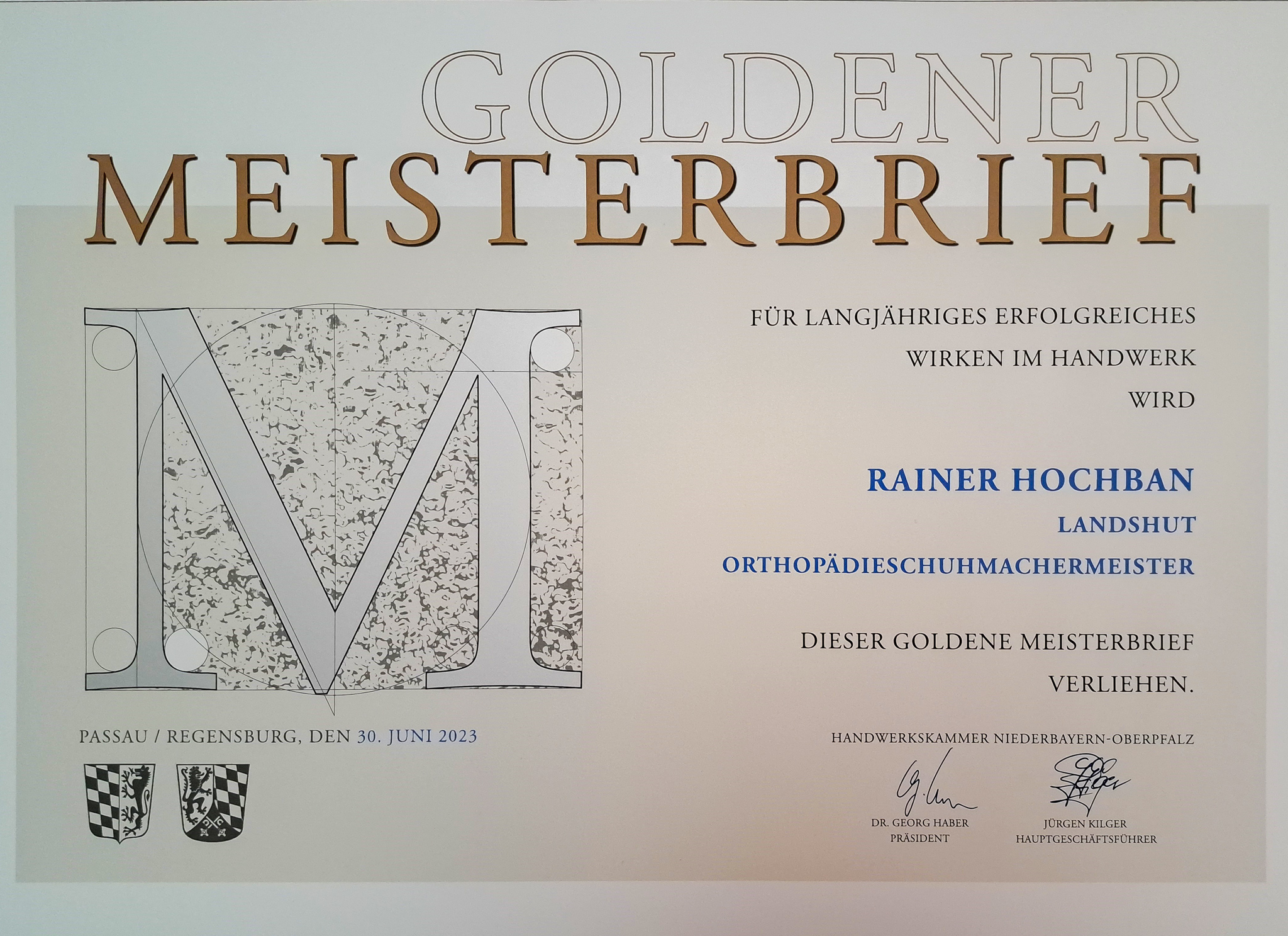 Goldener Meisterbrief Hochban